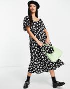 Miss Selfridge Angel Sleeve Midi Dress In Daisy Print-multi