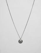 Icon Brand Silver Chain Necklace With Engraved Coin Pendant - Silver