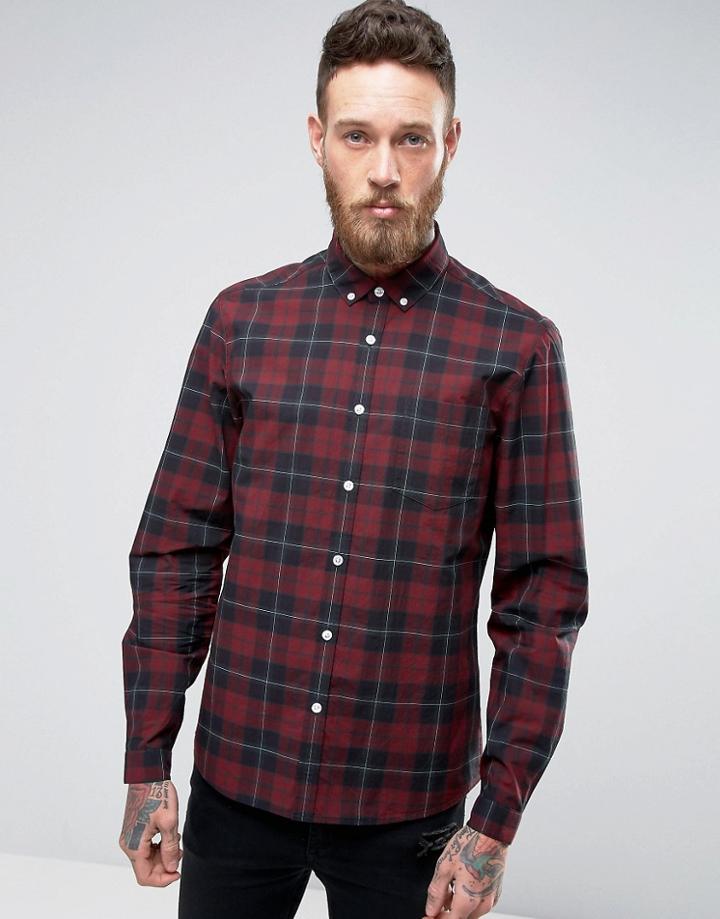 Asos Regular Fit Check Shirt - Red