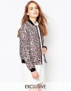 Helene Berman Pink Leopard Print Bomber Jacket - Multi Pink