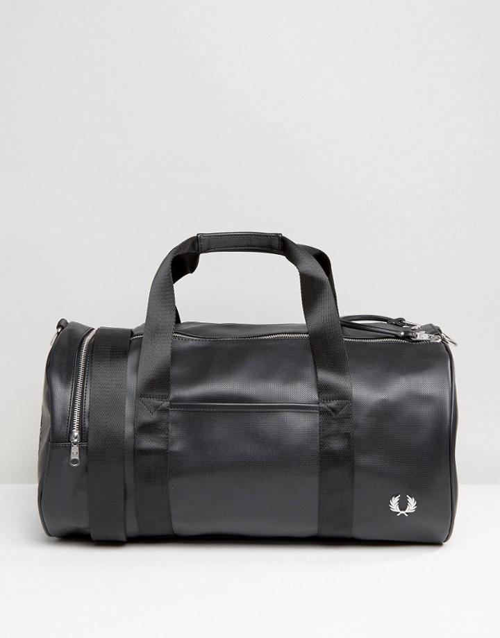 Fred Perry Barrel Bag In Pique Black - Black