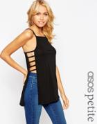 Asos Petite Square Neck Tunic In Crepe With Split Sides - Black