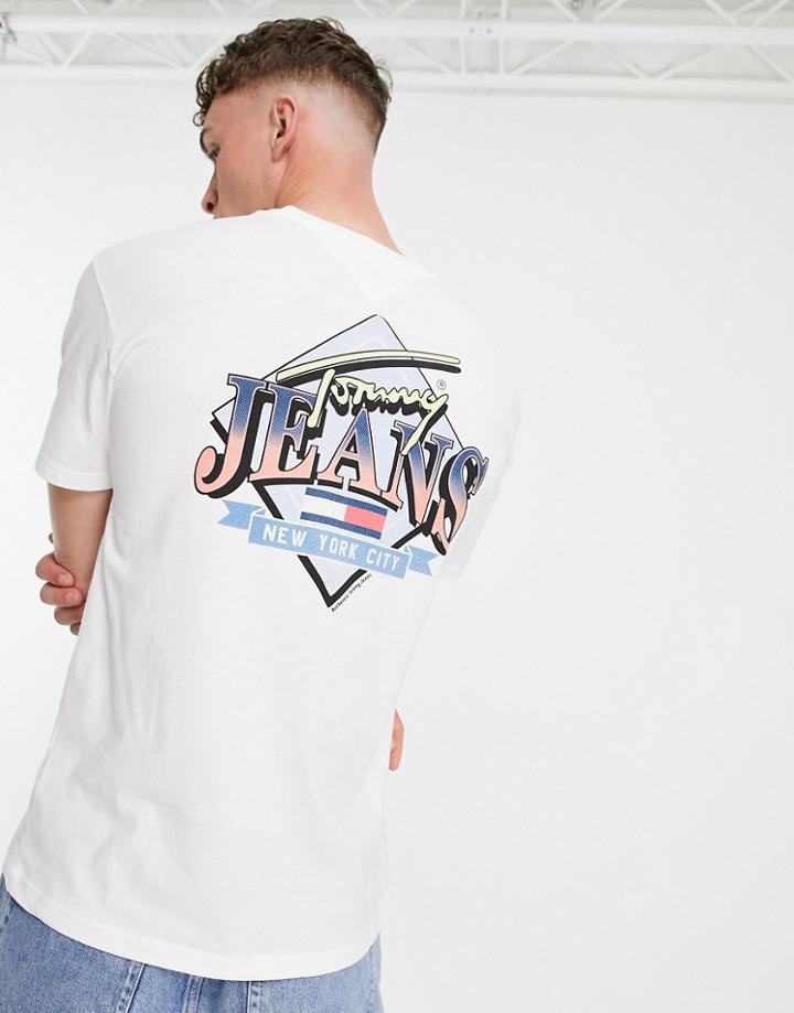 Tommy Jeans Diamond Back Logo Print T-shirt In White