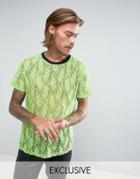 Reclaimed Vintage Inspired T-shirt In Green Lace - Green