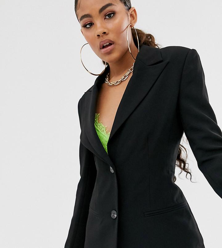 Asos Design Tall Pop Waisted Suit Blazer-black