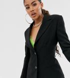 Asos Design Tall Pop Waisted Suit Blazer-black