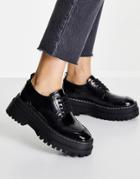 River Island Lace-up Chunky Flat Shoes In Black