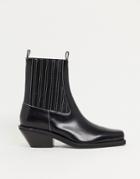 Asos Design Astronomy Premium Leather Ankle Boots In Black