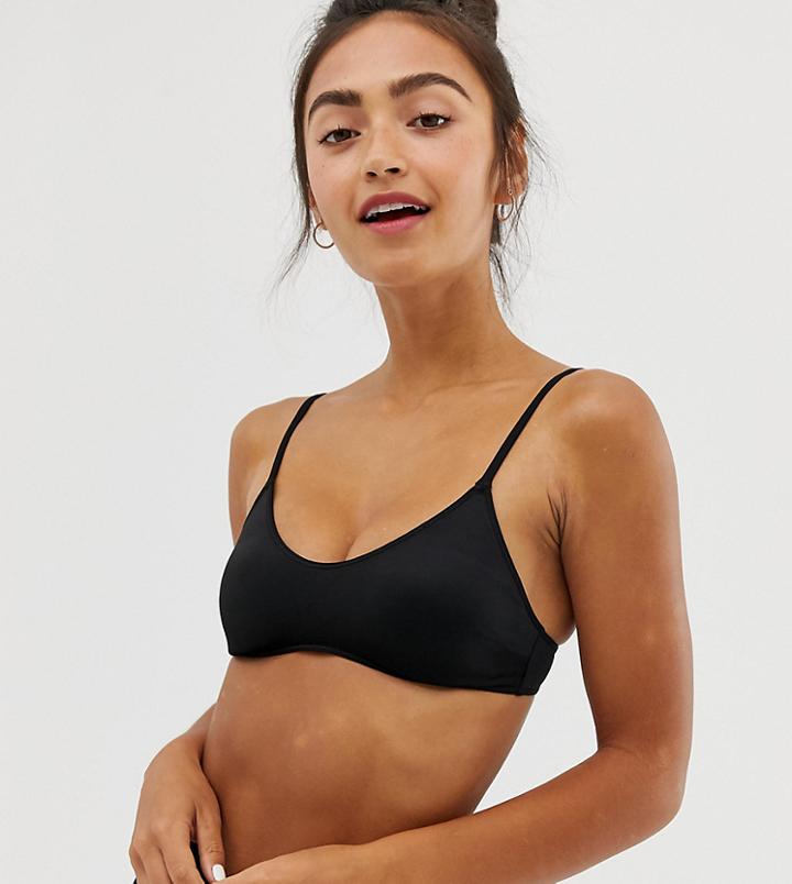 Monki Cross Back Bikini Top In Black - Black