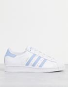 Adidas Originals Superstar Sneakers In White And Blue