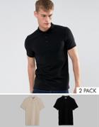 Asos Muscle Fit Polo In Jersey 2 Pack Save - Multi
