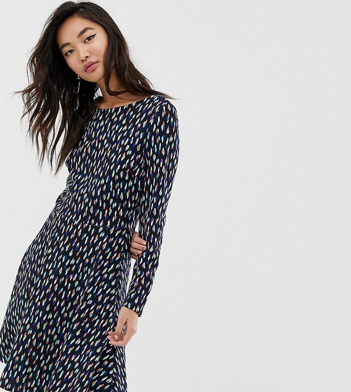 Esprit Skater Dress With Diamond Print In Navy