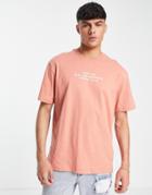 Lee Center & Back Logo Loose Fit T-shirt In Washed Red