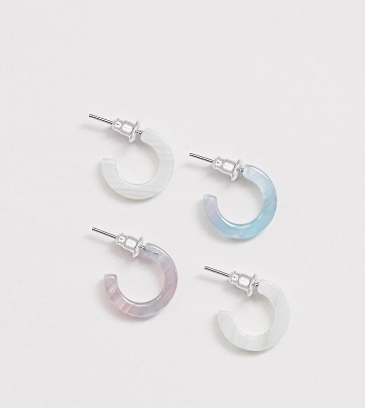 Asos Design Resin Hoop Earrings 2 Pack - Multi