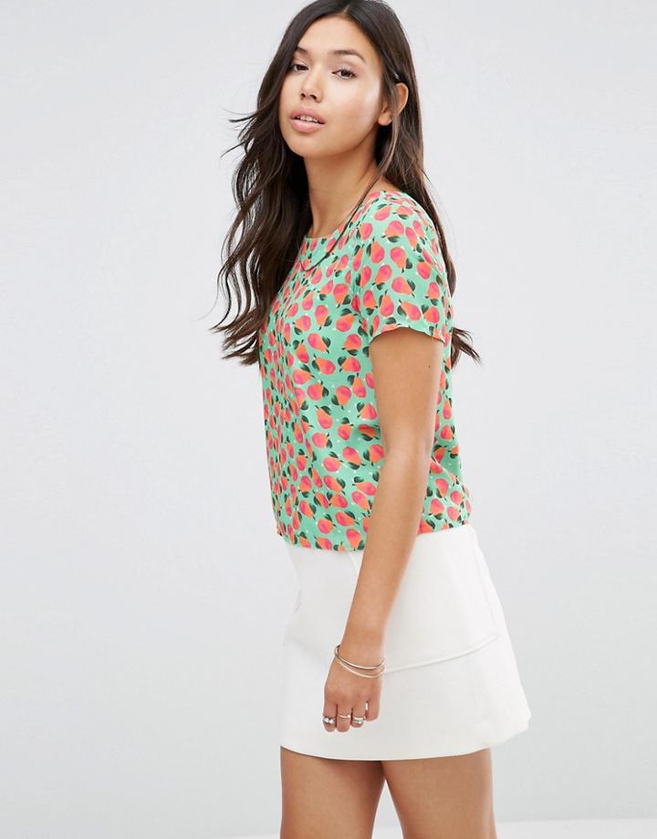 Sugarhill Boutique Pear Print Top - Green