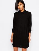 Vila Pleated Swing Shirt Dress - Black