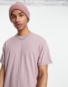 Brave Soul Roll Sleeve T-shirt In Lavender-purple