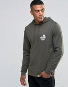 Asos Hoodie With Flag Chest Print In Khaki - Green