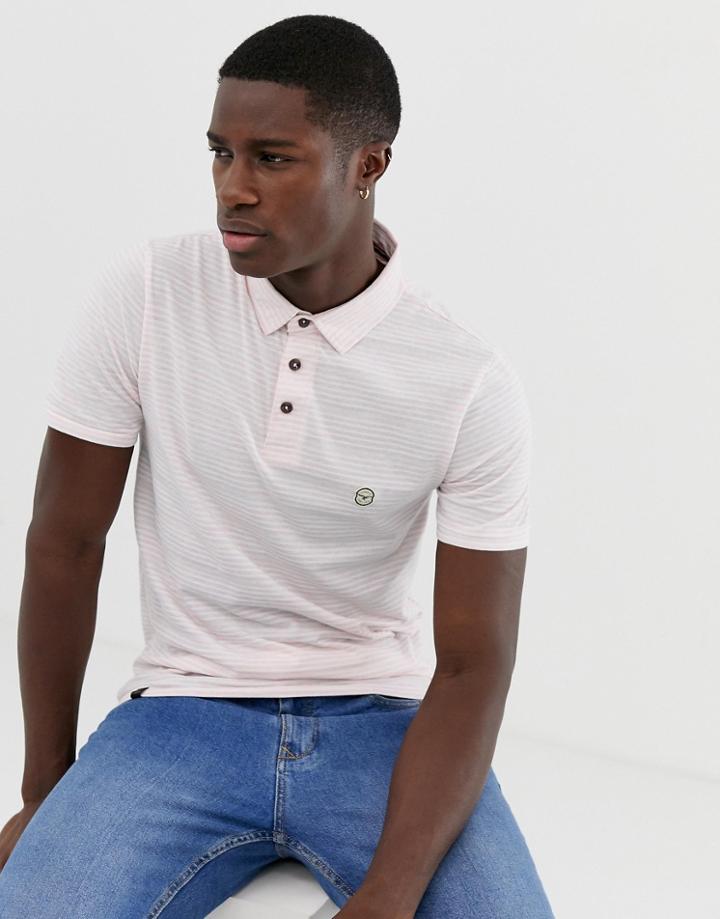 Le Breve Button Stripe Polo Shirt - Pink