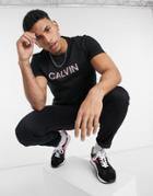 Calvin Klein Mesh Logo T-shirt In Black