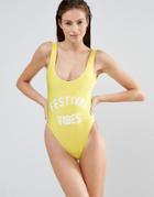 Private Party Festival Vibes Swimsuit - Yellow