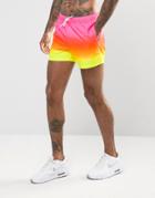 Asos Swim Shorts In Orange & Pink Ombre Design Short Length - Multi
