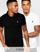 Asos Muscle Pique Polo 2 Pack With Logo In White And Black Save 21%