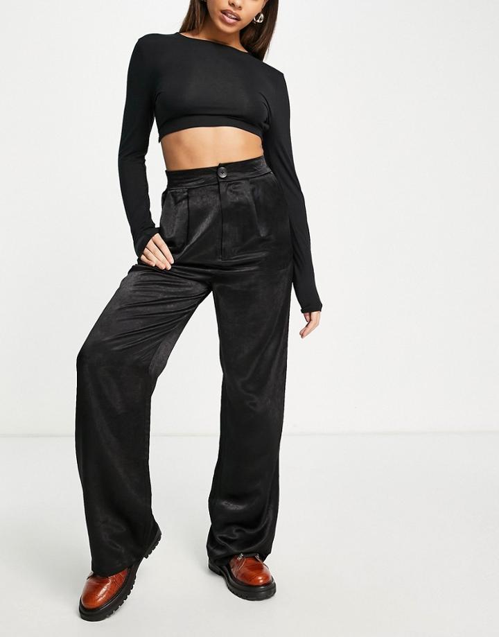 Stradivarius Satin Pants In Black