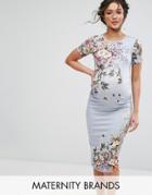 Bluebelle Maternity Short Sleeve Bodycon Dress In Floral Print - Multi