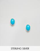 Asos Sterling Silver Stone Stud Earrings - Blue