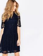 Y.a.s Flay Dress In Lace - Navy Blazer