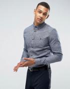 Threadbare Premium Flannel Fleck Slim Fit Shirt - Navy