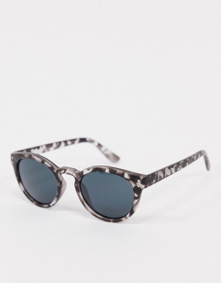 Aj Morgan Round Sunglasses In Gray Tortoise Shell-grey