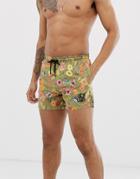 Siksilk Two-piece Swim Shorts In Green Floral Print - Green