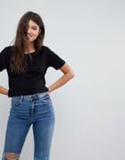 Asos Short Sleeved Boxy Crop Top - Black