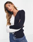 Gianni Feraud Split Cardigan In Blue And White-multi