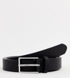 Asos Design Plus Smart Faux Leather Slim Belt In Black - Black