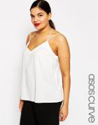Asos Curve Plunge Neck Strappy Cami - Ivory