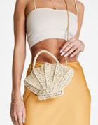 Asos Design Shell Grab Bag With Detachable Crossbody Strap In Natural-neutral