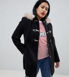 Asos Design Curve Duffle With Swing Skirt And Metal Work - Black