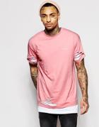 Illusive London Double Layered Longline T-shirt With Rips - Pink