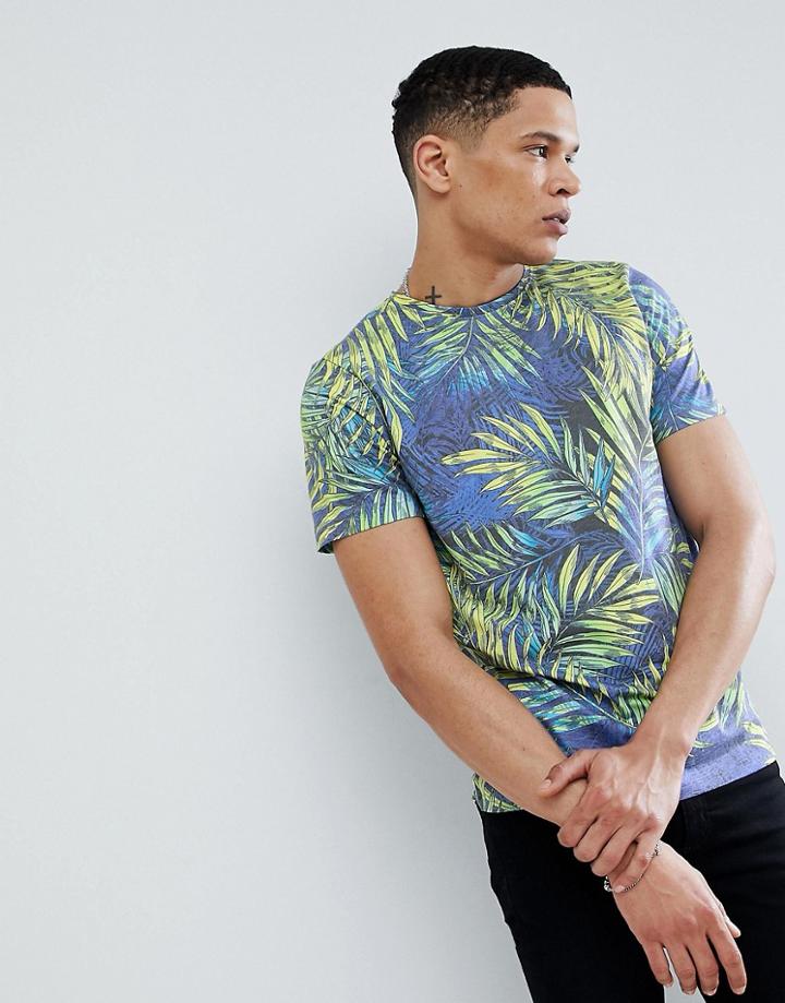 Another Influence All Over Tropical Print T-shirt - Yellow