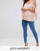 Asos Maternity Ridley High Waist Skinny Jeans In Lily Wash - Blue