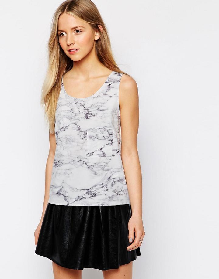 Vero Moda Marble Print Tank Top - White