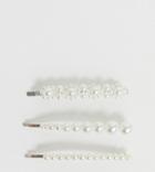 My Accessories London Exclusive Pearl Hair Grips 3 Pack-cream
