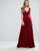 City Goddess Maxi Dress With Extreme Pleated Detail - Red