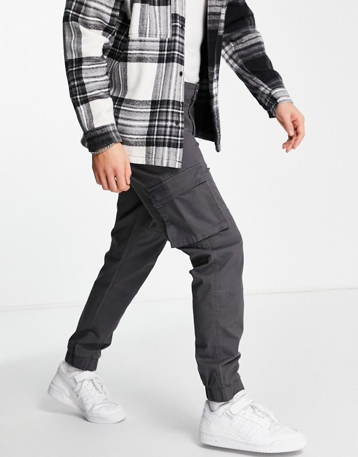 Only & Sons Slim Fit Cargo Pants With Cuffed Bottom In Gray