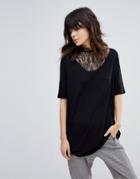 Y.a.s Busy Lacey High Neck Top - Black
