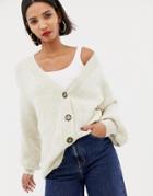 Mango Oversized Button Detail Cardigan - Cream