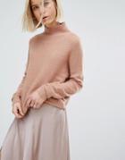 Moss Copenhagen High Neck Mohair Sweater - Pink